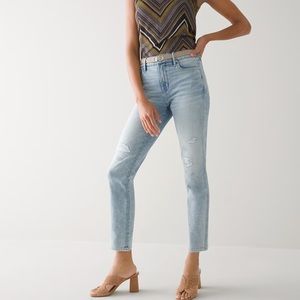 WHBM High-Rise Sculpt Destructed Straight Jeans, size 00